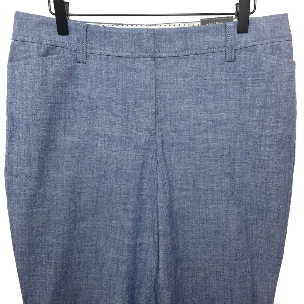 NWT Talbots Women’s Perfect Crop Pants - Chambray Blue Lightweight Size 10P - Picture 4 of 14